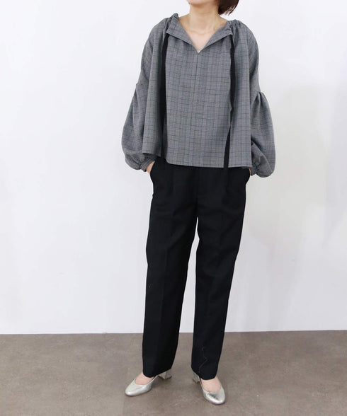 glen check 2way blouse