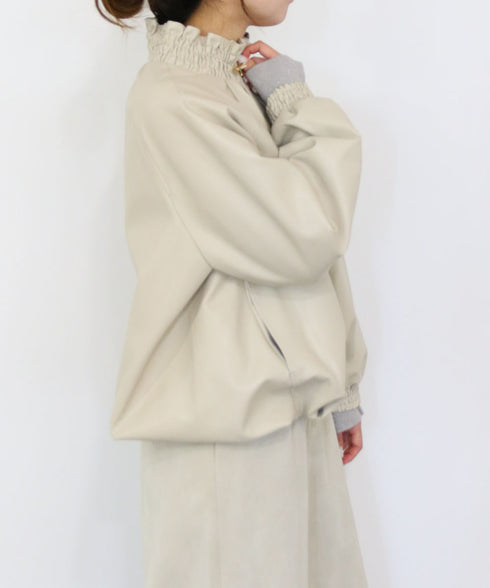 soft eco-leather padded midi blouson