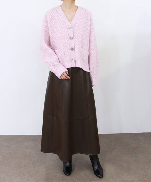 wool cotton aran knit cardigan