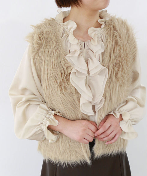 2way shaggy knit vest