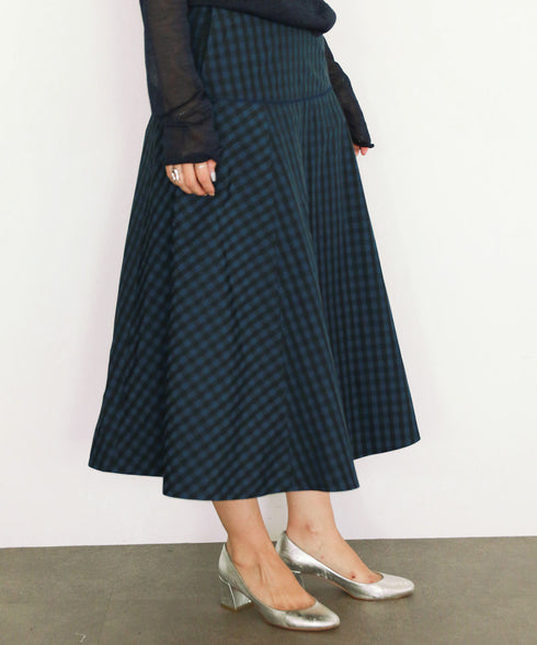 gingham check embroidery skirt