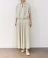 seersucker check pleats half sleeve blouson