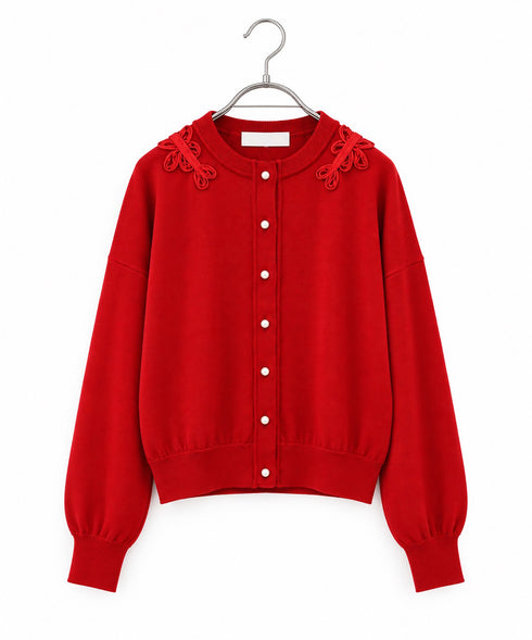 code flower embroidery cardigan