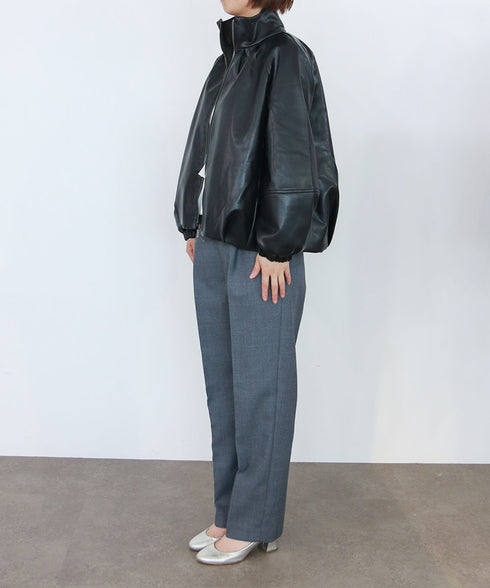 eco leather tuck blouson