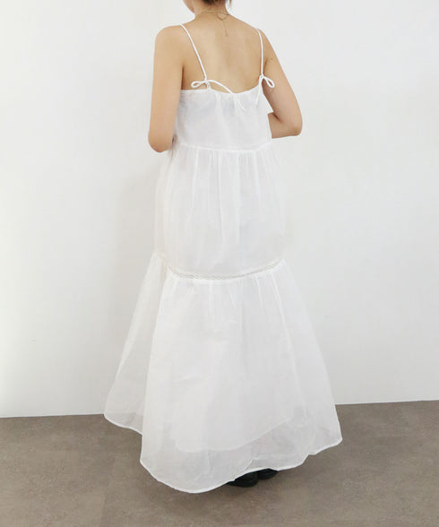 sheer starched cotton lace tiered dress