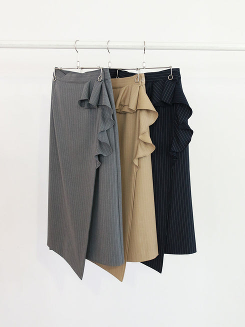 warm pinstripe wrap skirt