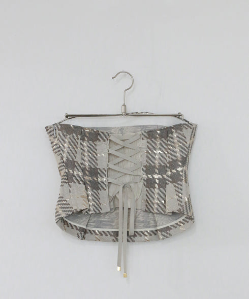 【SOI-MeME】check lame jacquard bustier