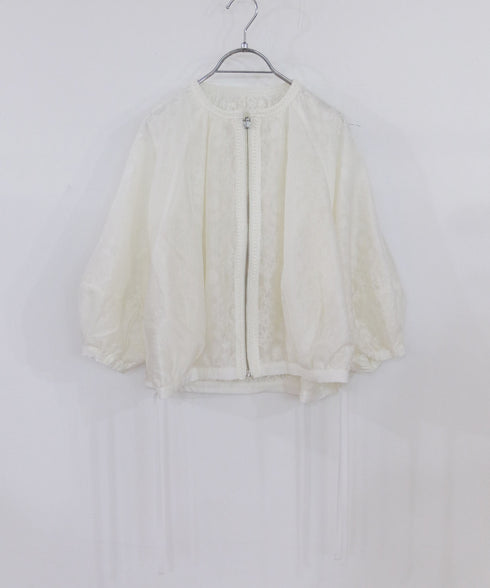 reversible sheer lace blouson