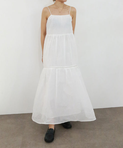 sheer starched cotton lace tiered dress