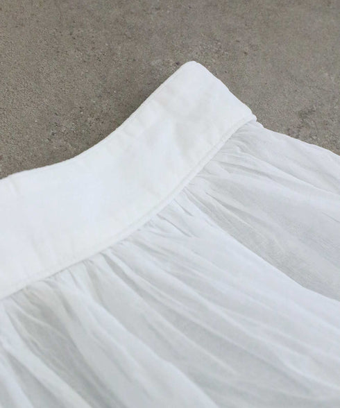 sheer starched cotton lace tiered skirt