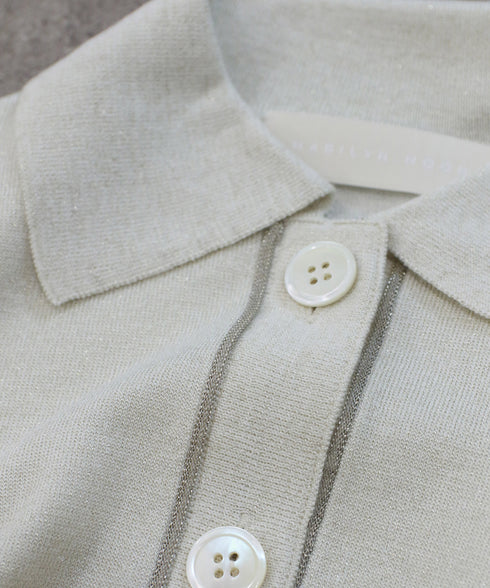 lame wool polo cardigan