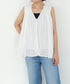 sheer check 2way gathered blouse
