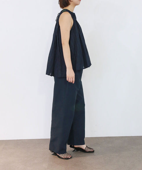 sheer check 2way gathered blouse