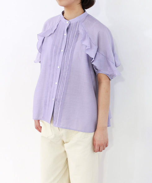 sheer raffle pintuck blouse