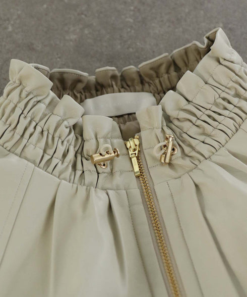 soft eco-leather padded midi blouson