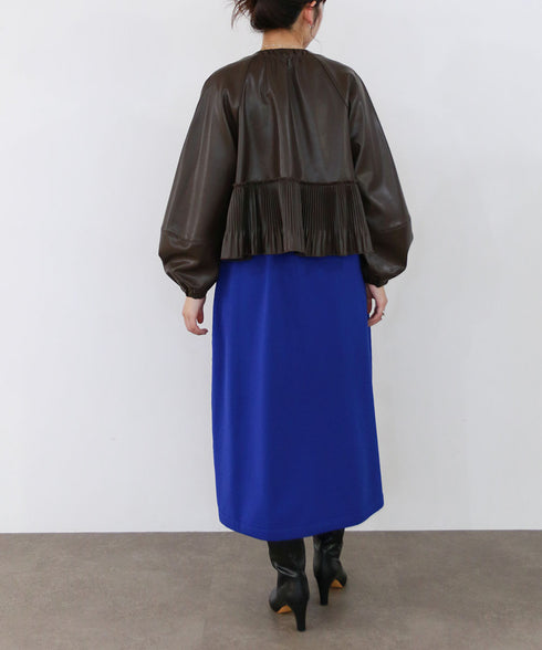 eco leather pleats jacket