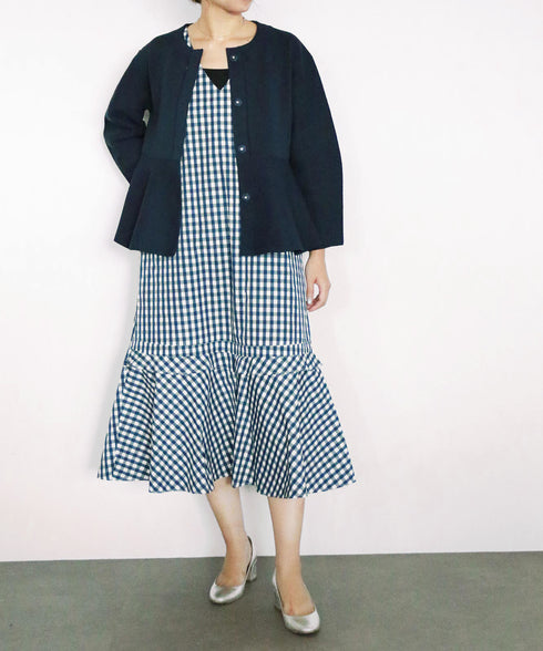 paper knit embroidery peplum jacket