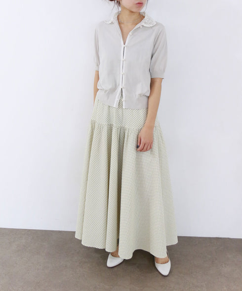 cotton nylon lace color knit cardigan