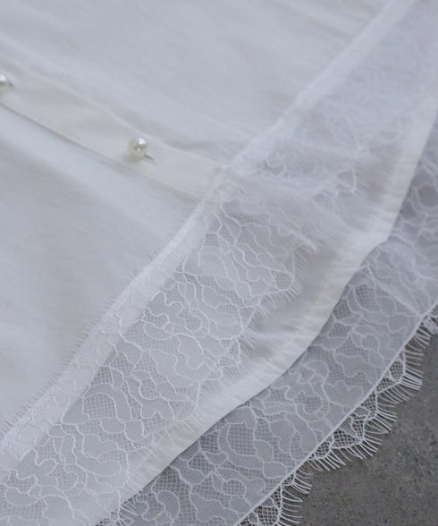 <9/4発売>pearl hem lace flare shirt