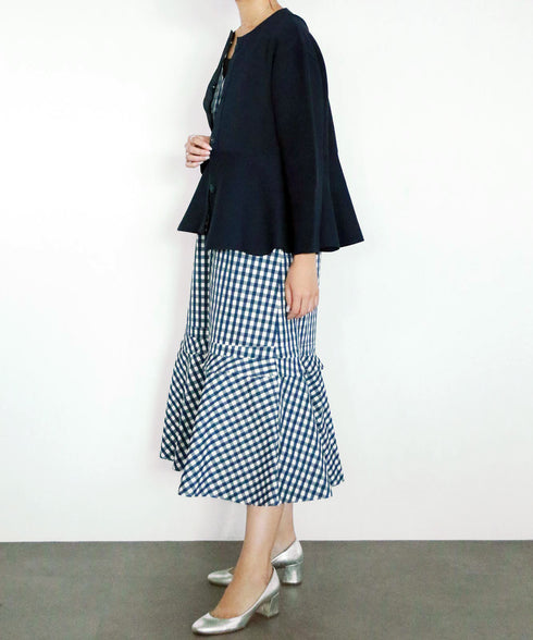 paper knit embroidery peplum jacket