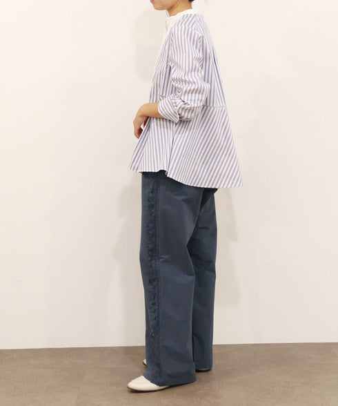 pin tuck bosom embroidery blouse