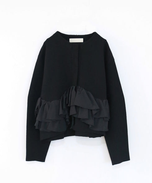 spiral taffeta raffle knit jacket