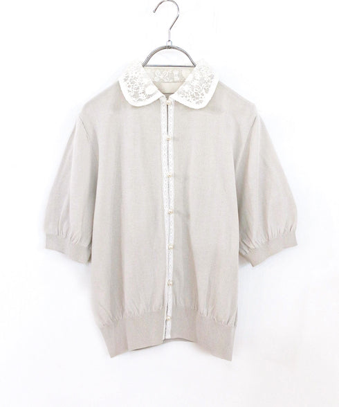 cotton nylon lace color knit cardigan