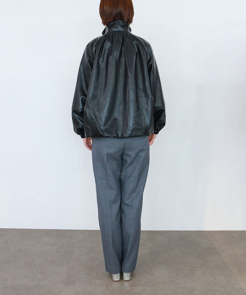 eco leather tuck blouson