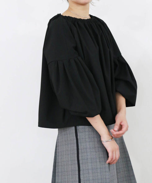 glen check 2way blouse