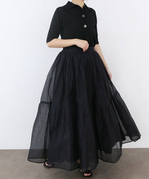 【再入荷】sheer starched cotton gather skirt