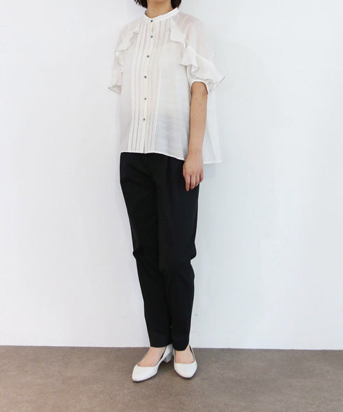 sheer raffle pintuck blouse