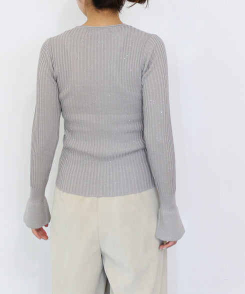 【10/23発売予定】lame spangle rib knit top