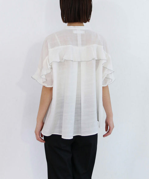 sheer raffle pintuck blouse