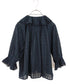 sheer check raffle collar blouse