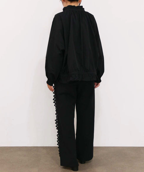 pleats sheer dolman blouson