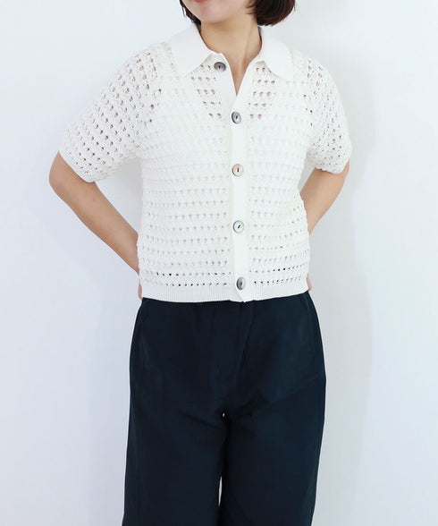 crochet polo knit cardigan