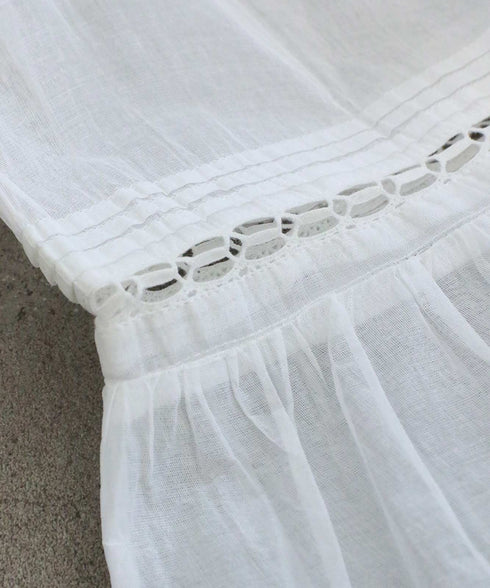 sheer starched cotton lace tiered skirt