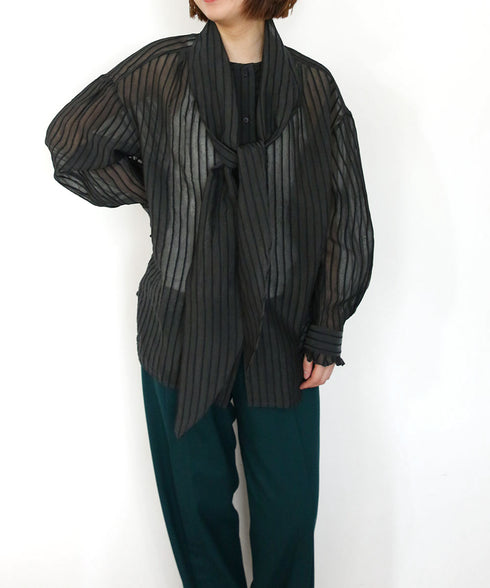 sheer velour 2way tie shirt