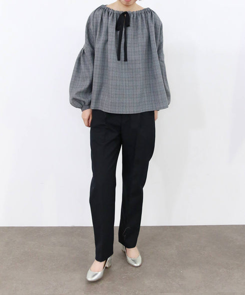 glen check 2way blouse