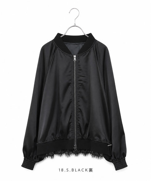 【SOI-MeME】eyelash lace satin reversible blouson