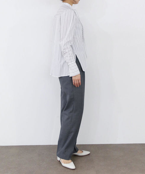 tuck frill strip blouse