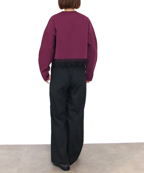 10/16発売予定 polyester milano rib scallop-lace hem cardigan