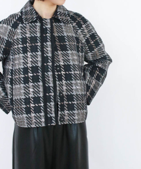 【SOI-MeME】check lame jacquard jacket