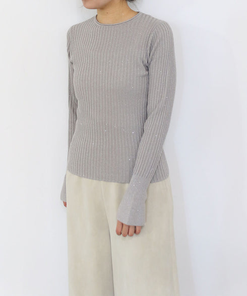 【10/23発売予定】lame spangle rib knit top