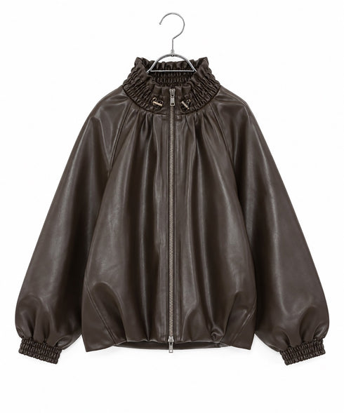 soft eco-leather padded midi blouson