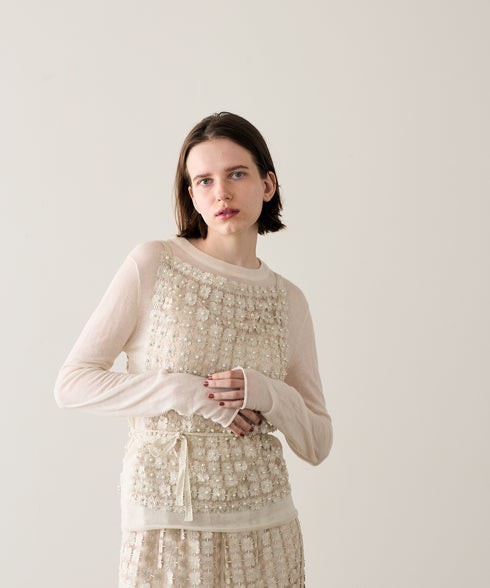 【SOI-MeME】pearl lame lace cami-bolero