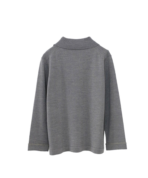 lame wool polo cardigan