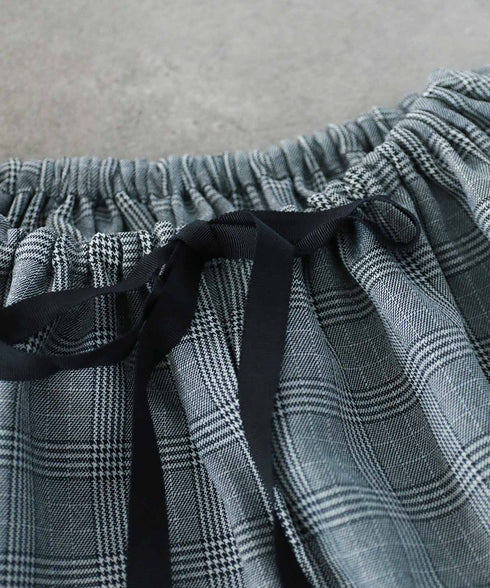 glen check 2way blouse