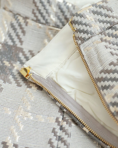 【SOI-MeME】check lame jacquard half pants