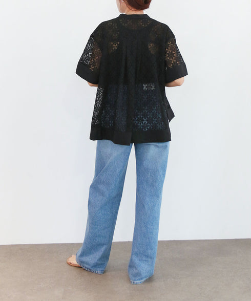 code leaver lace pintuck blouse